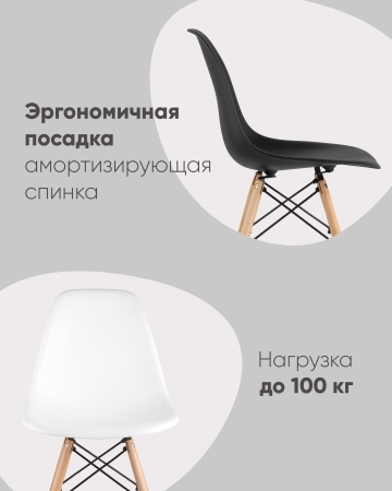 Стул Eames Style DSW черный (разборный каркас) фото в интернет-магазине Stoolmarket