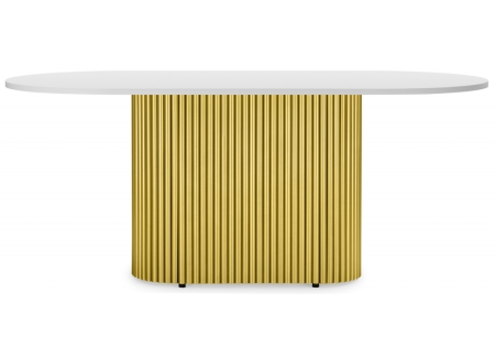 Стол деревянный Барон О 200 х 90 белая пленка шагрень, золотые ноги