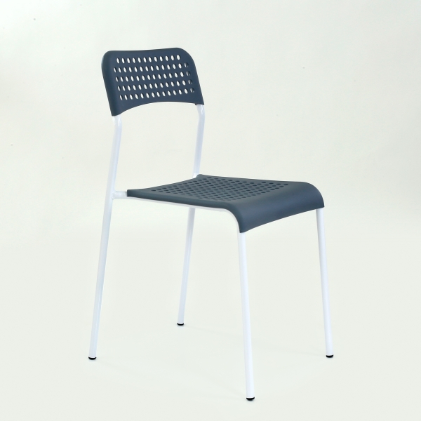 Стул UNO серое сиденье, корпус белый стопируемый Стул UNO серое сиденье, корпус белый стопируемый