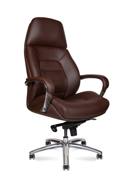 Кресло руководителя Porsche коричневая экокожа с хромированной крестовиной
