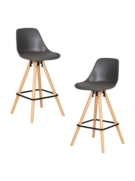 Набор 2 шт Стул полубарный RONNI, ножки светлый бук, темно-серый (GR-04)