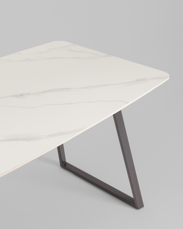 Стол обеденный Vermont 140*80 см керамика белая ножки серые