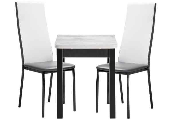 Обеденная группа Блавир белый полимер, серый полимер, метрополитан серый, черный