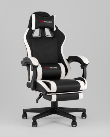 Кресло спортивное Prophet TopChairs с оттоманкой черно-белый