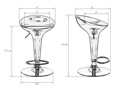 Набор 2 шт Стул барный BOMBA, серебряный металлик