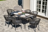 "Малага" обеденная группа на 6 персон со стульями "Марсель", каркас темно-серый, роуп темно-серый