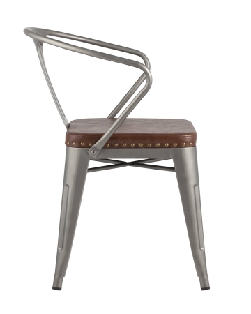 Стул TOLIX ARMS SOFT с подлокотниками серебристый