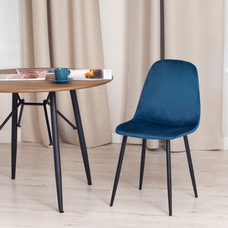 Стул BREEZE (mod. 4724) вельвет и металл, 44х53х87 см, синий и черный
