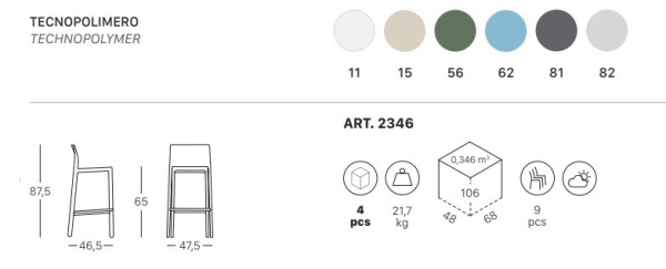 Стул полубарный пластиковый Scab Design Kate тортора