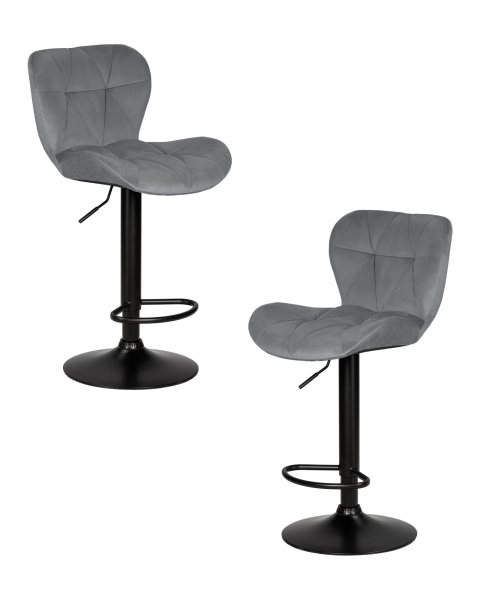 Набор 2 шт Стул барный BARNY BLACK, серый велюр (MJ9-75)