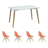 Стол Dix белый + 4 стула EAMES style оранжевые