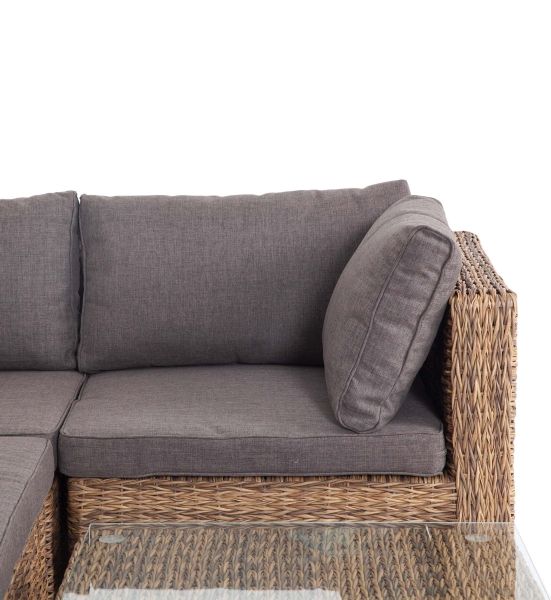 Трансформирующаяся лаунж-зона "Лунго" из искусственного ротанга (гиацинт), цвет соломенный