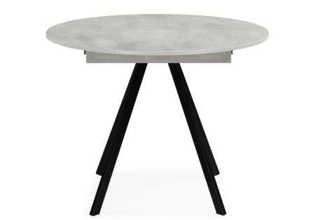 Стол деревянный Карпер 90(120) бетон метрополитан, черный матовый