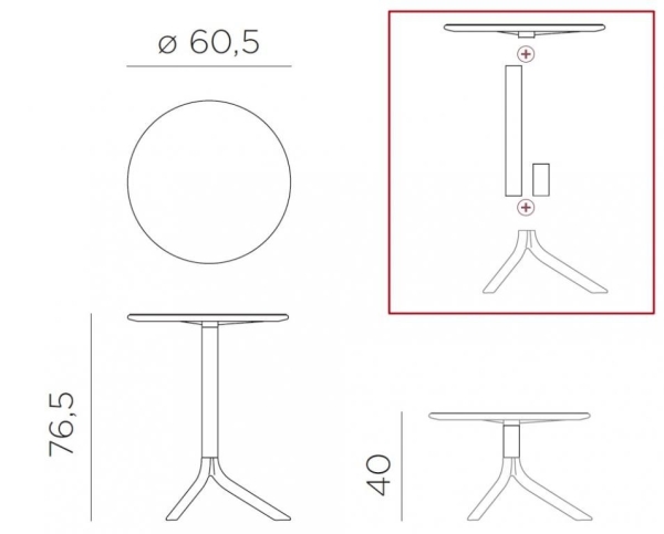 Стол пластиковый обеденный Spritz + Spritz Mini черный