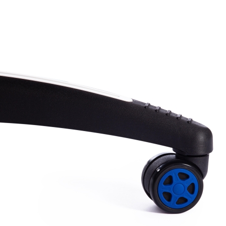 Кресло PILOT экокожа и ткань, черный перфорированный и св.серый и синий