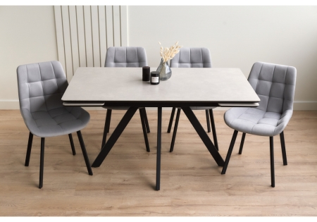 Керамический стол Вилли 140(200)х80 carmen light grey, черный