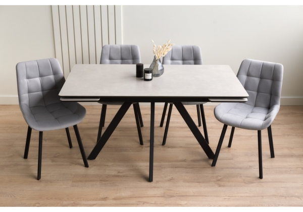 Керамический стол Вилли 140(200)х80 carmen light grey, черный