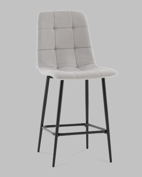 Стул полубарный Одди велюр светло-серый