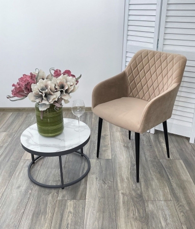 Стул BRANDY-X бежевый #5 велюр, черный каркас