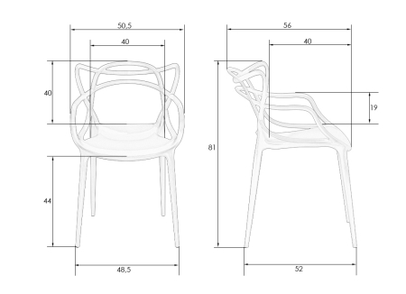 Набор 4 шт Стул обеденный MASTERS, черный (B-03)
