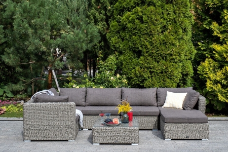 Журнальный столик "Лунго" плетеный (гиацинт), серый