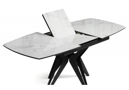 Стол стеклянный Риполь 140(180)х80 статуарио, черный