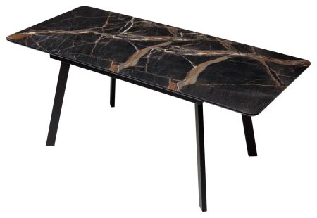 Стол АРУБА 140 МЕЙДЖИК, стекло, черный каркас