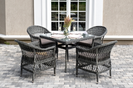"Сицилия" обеденная группа плетеная, цвет графит "Сицилия" обеденная группа плетеная, цвет графит