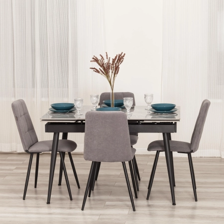 Стул обеденный Asti серый, ткань и металл, мягкое сиденье, без подлокотников