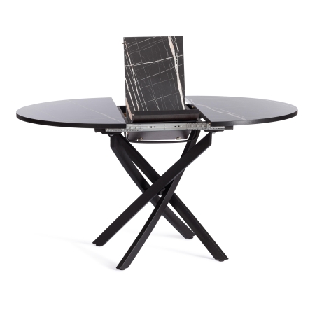 Стол MANZANA ЛДСП, HPL, металл, 100х100+30х75 см, мрамор черный, черный