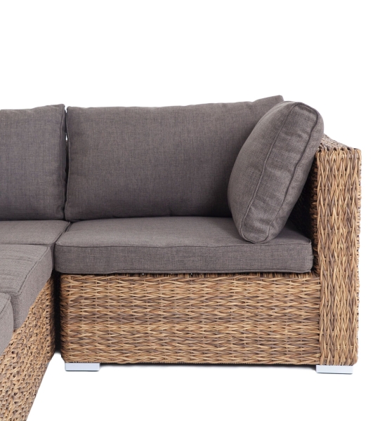 Трансформирующийся диван "Лунго" из искусственного ротанга (гиацинт), цвет соломенный