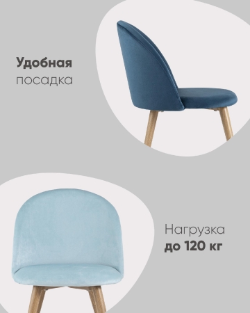 Стул Лион велюр голубой