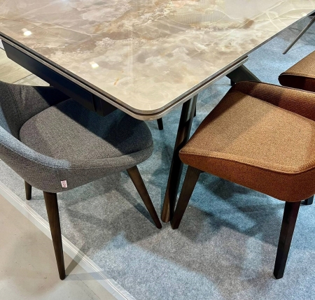 Стол EDER 160 GLOSS AMBER JADE SOLID CERAMIC, орех