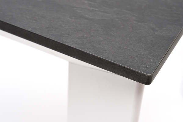 "Венето" обеденный стол из HPL 90х90 см, серый гранит, каркас белый