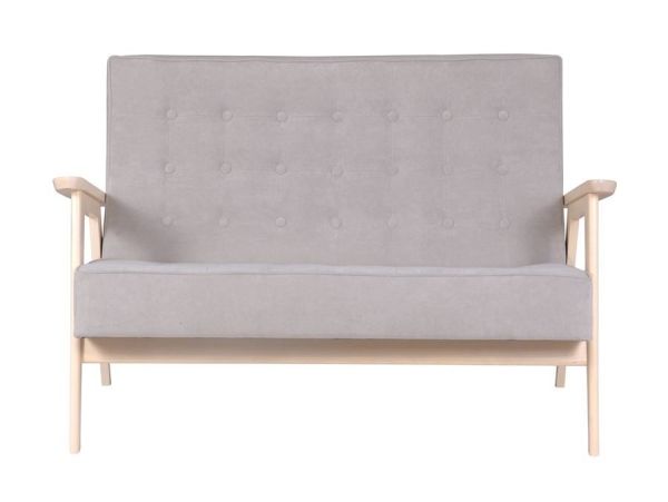 Диван двухместный РЕТРО светлое дерево, RS 14 светло-серый