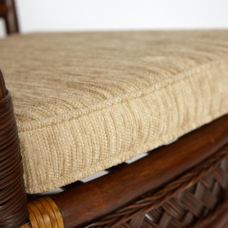 Комплект террасный ANDREA (стол кофейный со стеклом + 2 кресла + подушки) ротанг, 64х67х92 см, D 60х55, античный орех