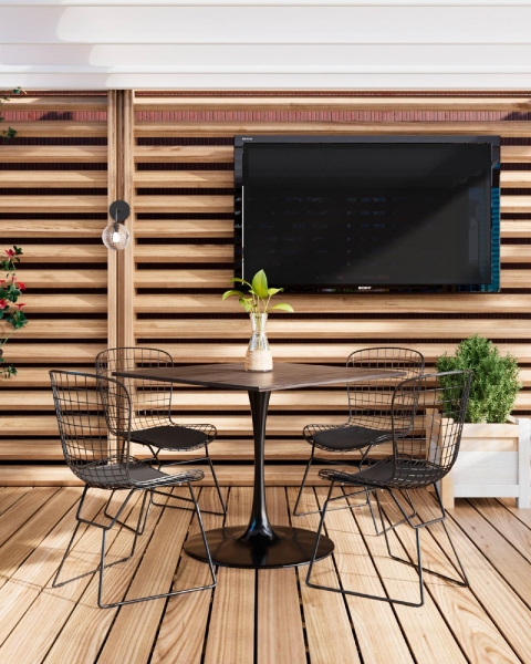 Стул обеденный Bertoia черный с черной подушкой