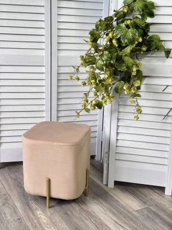 Пуф для гостиной OTTO велюр velutto 05, бежевый, золотой каркас