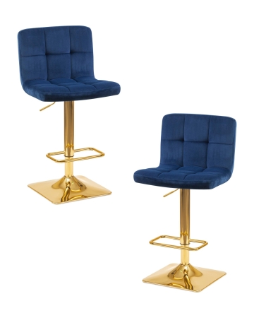 Набор 2 шт Стул барный GOLDIE, синий велюр (MJ9-117)