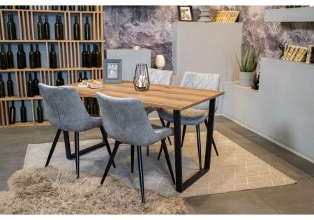 Стол деревянный Лота Лофт 140*25 мм дуб вотан, матовый черный