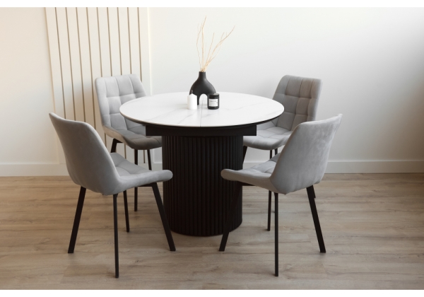 Керамический стол Стивен 100(140) snow white, черный