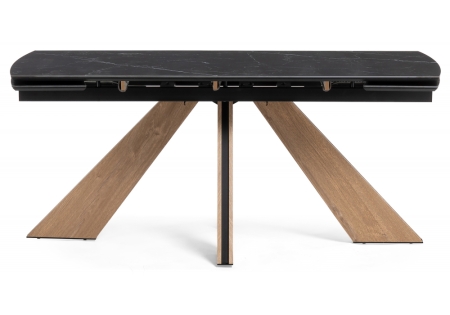 Керамический стол Шаннон 180(240)х90х79 черный мрамор, дуб монтана