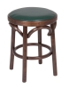 Деревянный табурет Венский темный тон с мягким сиденьем из зеленой экокожи