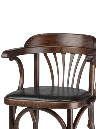 Деревянный стул Венский темный тон с мягким сиденьем из экокожи с дугами назад