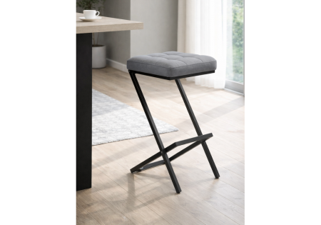 Барный стул Амаури микровелюр катания сильвер, черный