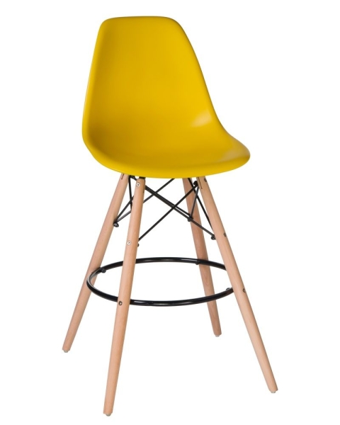 Стул барный DSW BAR ножки светлый бук сиденья желтый Y-01