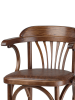 Деревянный стул Венский средний тон с мягким сиденьем из коричневой экокожи с дугами назад