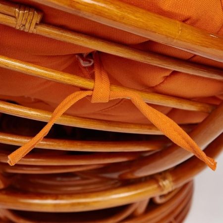 Кресло-качалка "PAPASAN" w 23 и 01 B с подушкой, коньяк, ткань оранжевый, С 23