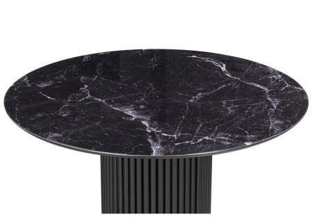 Стол стеклянный Барел 110 черный мрамор, черная пленка, черный