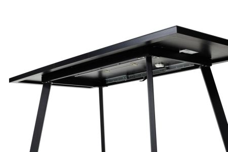 Стол ФИН 120 черный, стекло, черный каркас